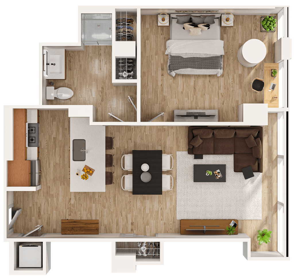 1400 Wabash 1-Bedroom Floor Plan