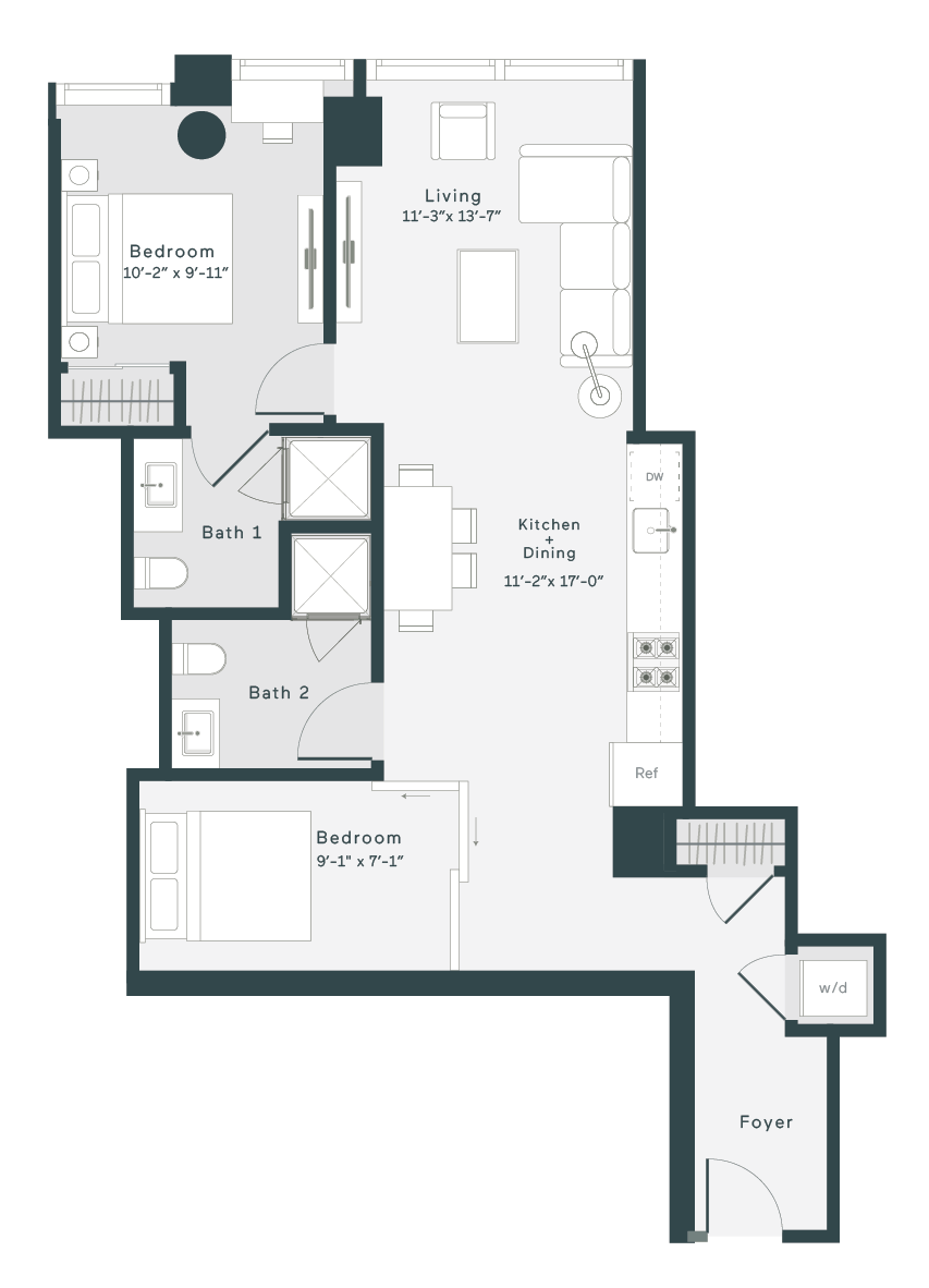 2-Bedroom Flex Floor Plan