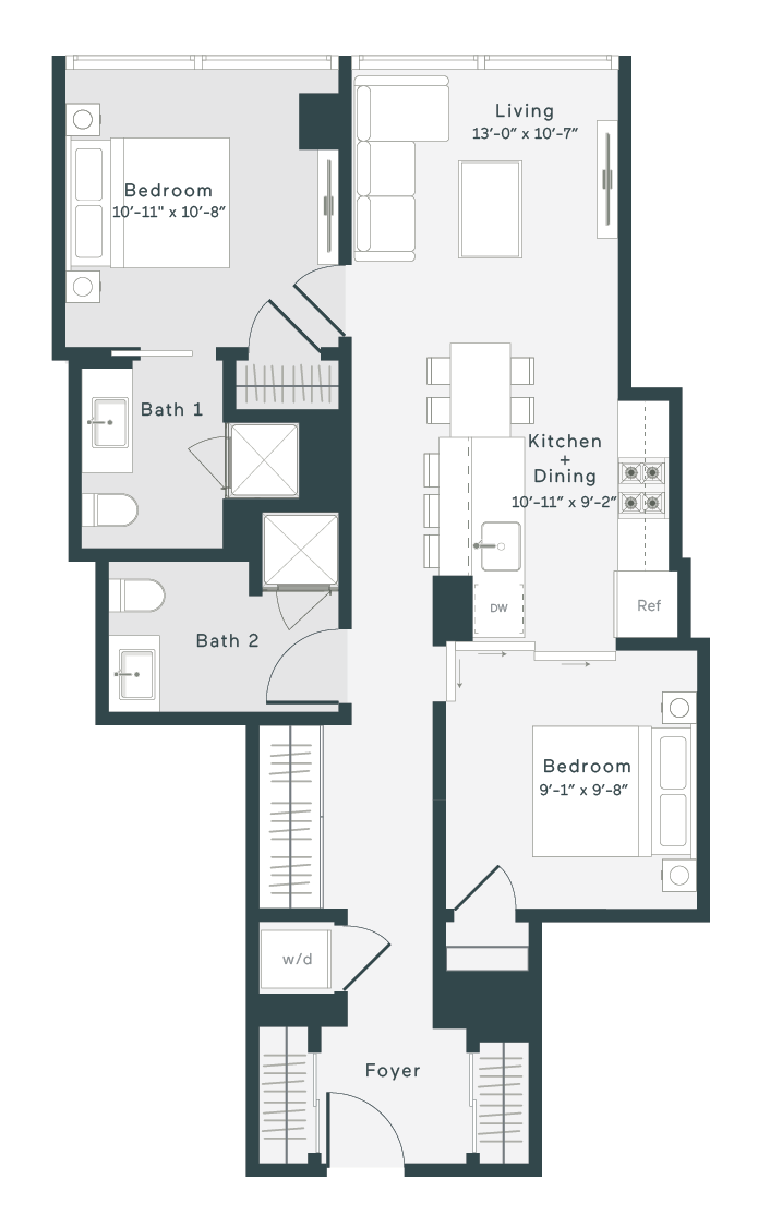 2-Bedroom Flex Floor Plan